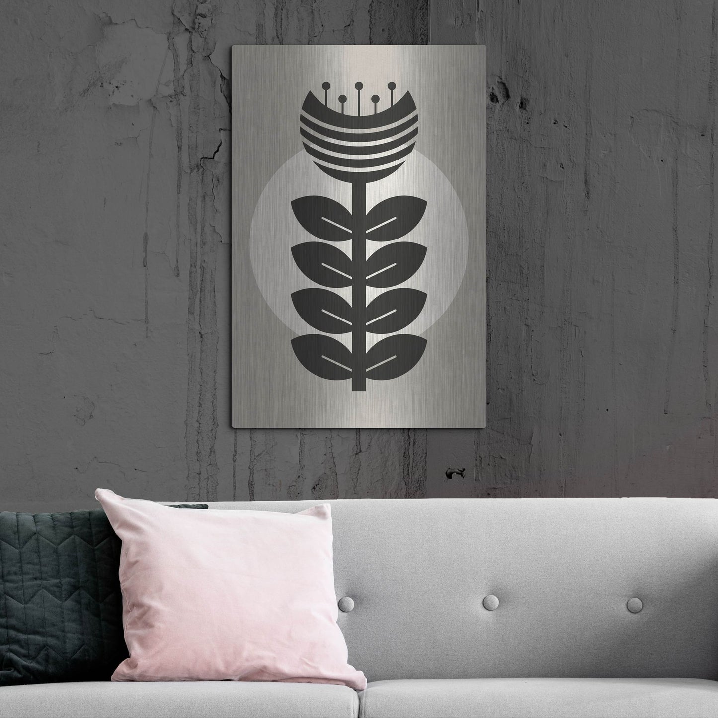 Luxe Metal Art 'Monochrome Geometric Flower 3' by Gary Williams, Metal Wall Art,24x36