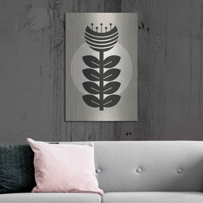 Luxe Metal Art 'Monochrome Geometric Flower 3' by Gary Williams, Metal Wall Art,24x36