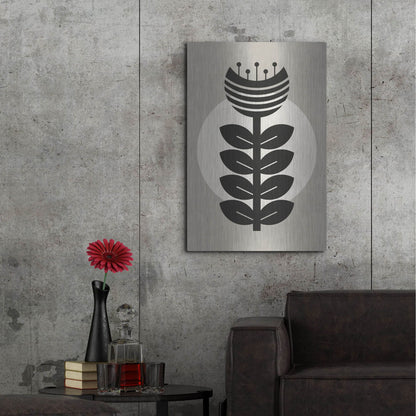 Luxe Metal Art 'Monochrome Geometric Flower 3' by Gary Williams, Metal Wall Art,24x36