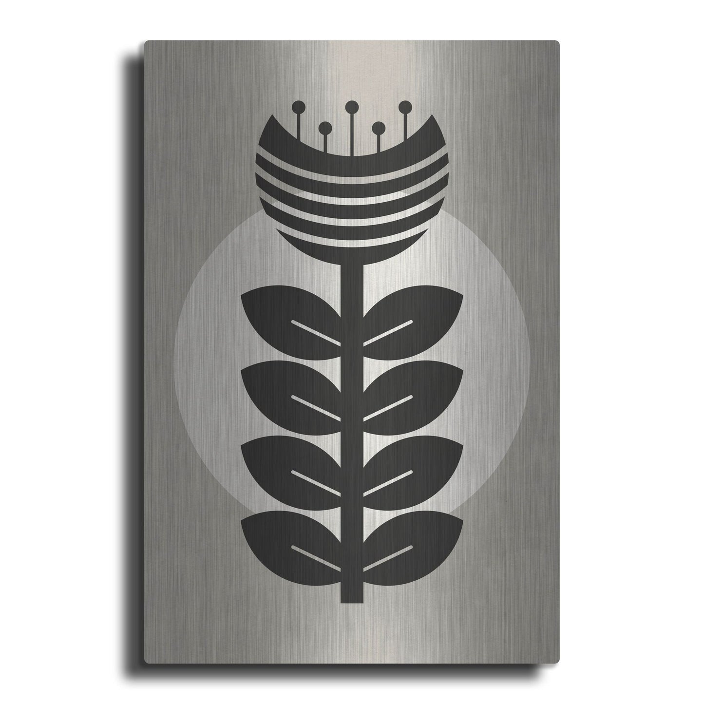 Luxe Metal Art 'Monochrome Geometric Flower 3' by Gary Williams, Metal Wall Art