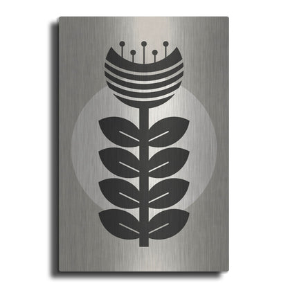 Luxe Metal Art 'Monochrome Geometric Flower 3' by Gary Williams, Metal Wall Art