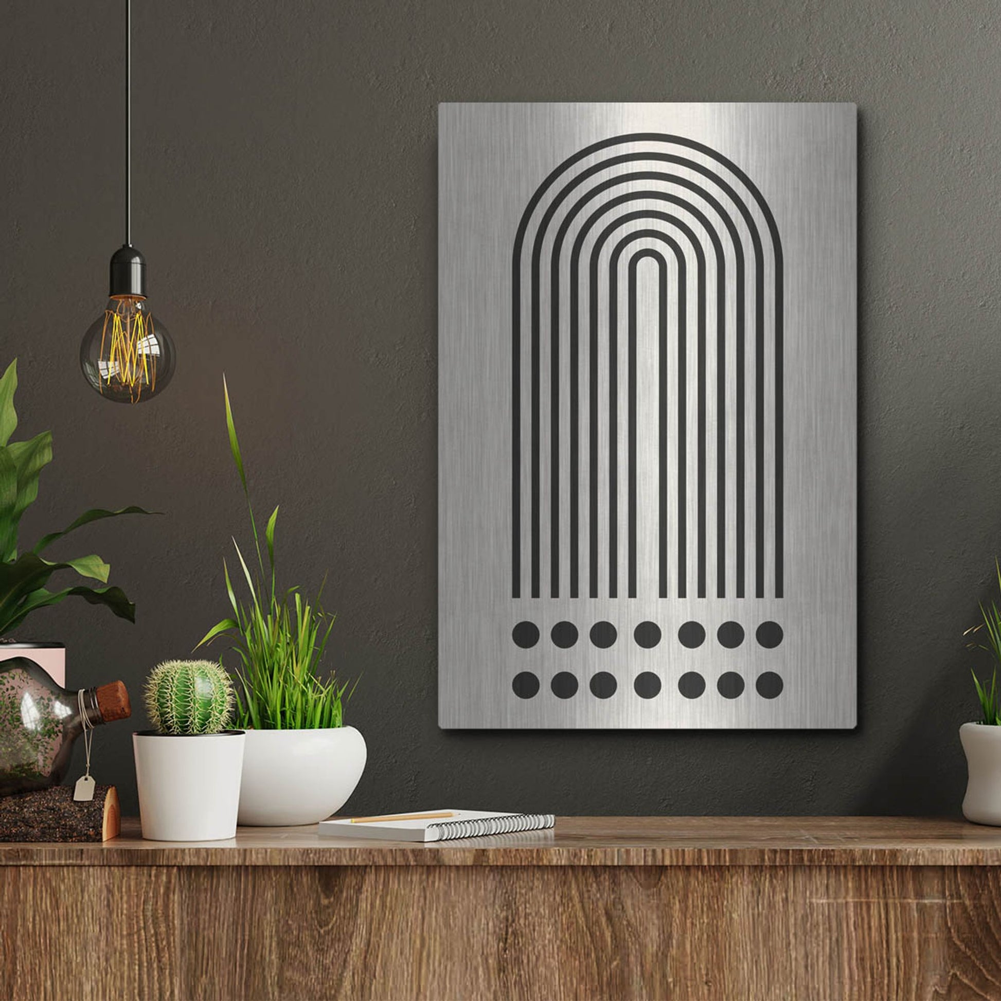 Luxe Metal Art 'Geometric Minimalist 3' by Gary Williams, Metal Wall Art,12x16