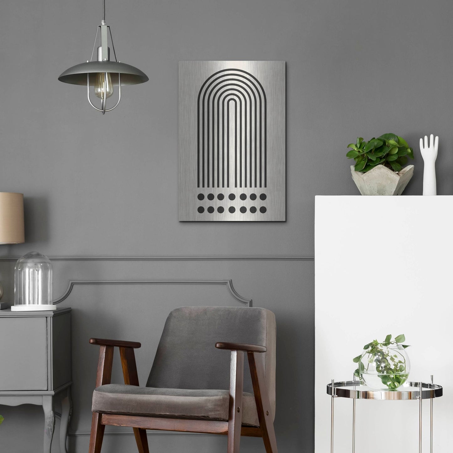 Luxe Metal Art 'Geometric Minimalist 3' by Gary Williams, Metal Wall Art,16x24