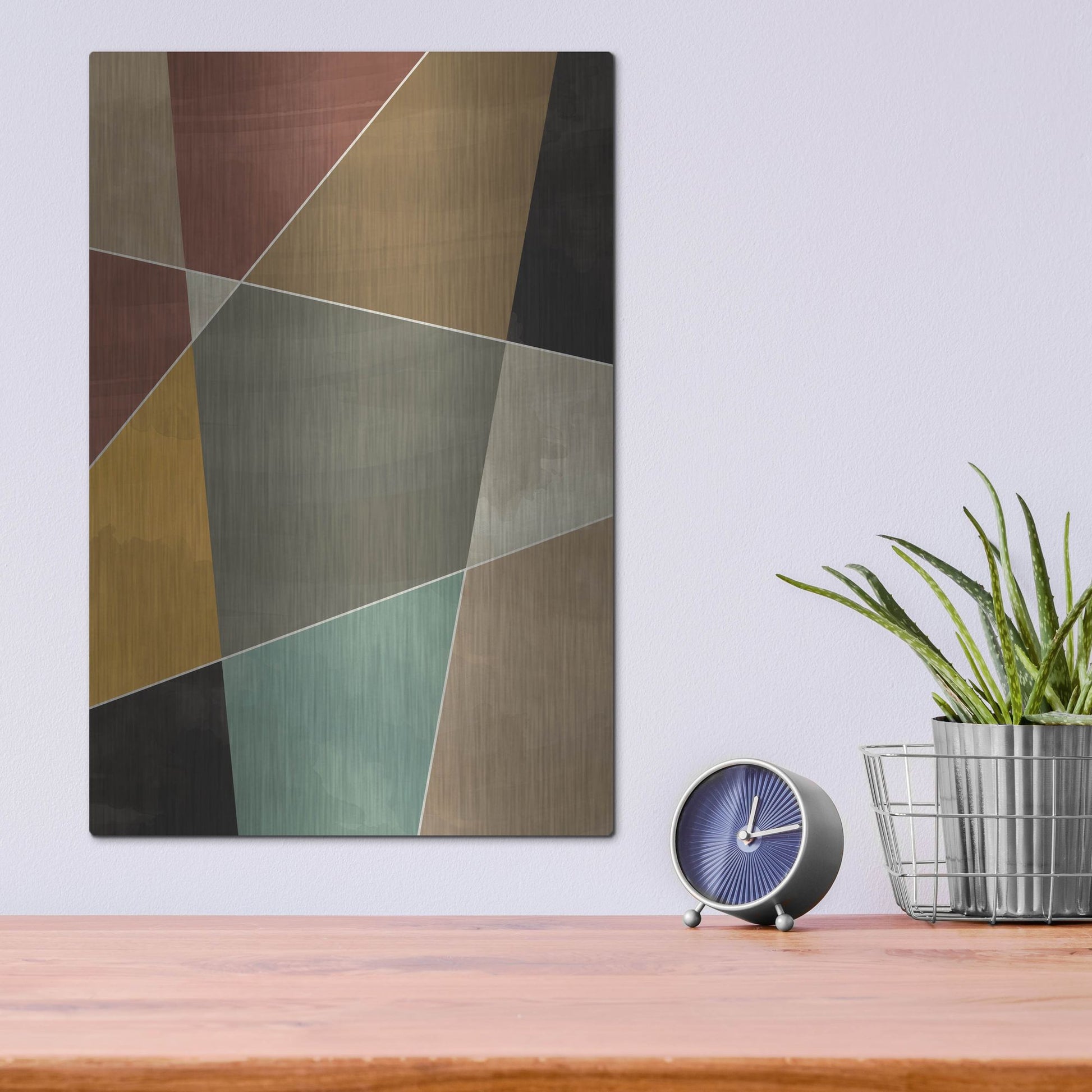 Luxe Metal Art 'Abstract Geometric 7' by Gary Williams, Metal Wall Art,12x16