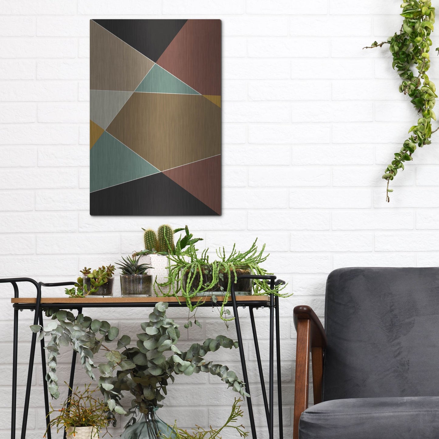 Luxe Metal Art 'Abstract Geometric 8' by Gary Williams, Metal Wall Art,12x16