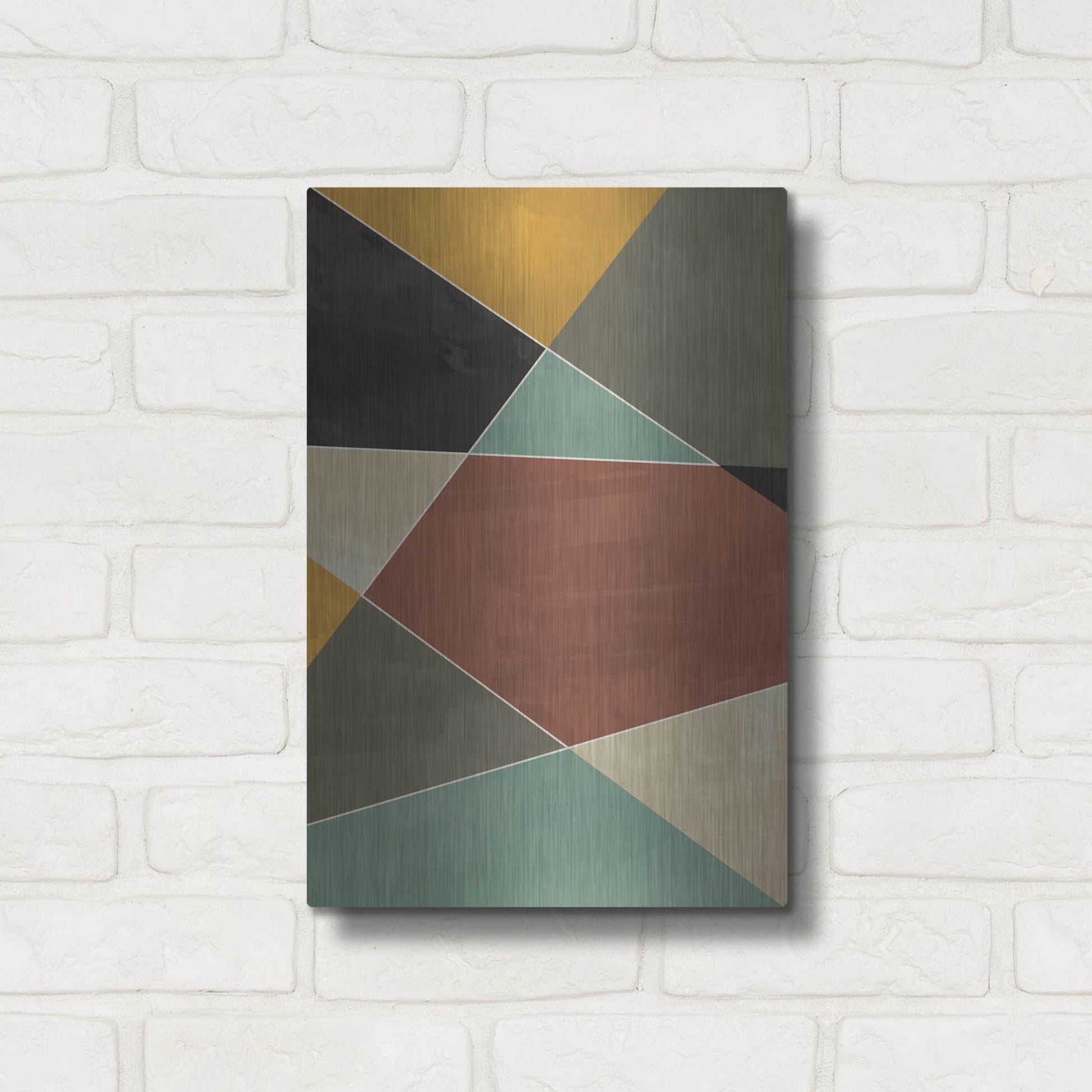 Luxe Metal Art 'Abstract Geometric 9' by Gary Williams, Metal Wall Art,12x16