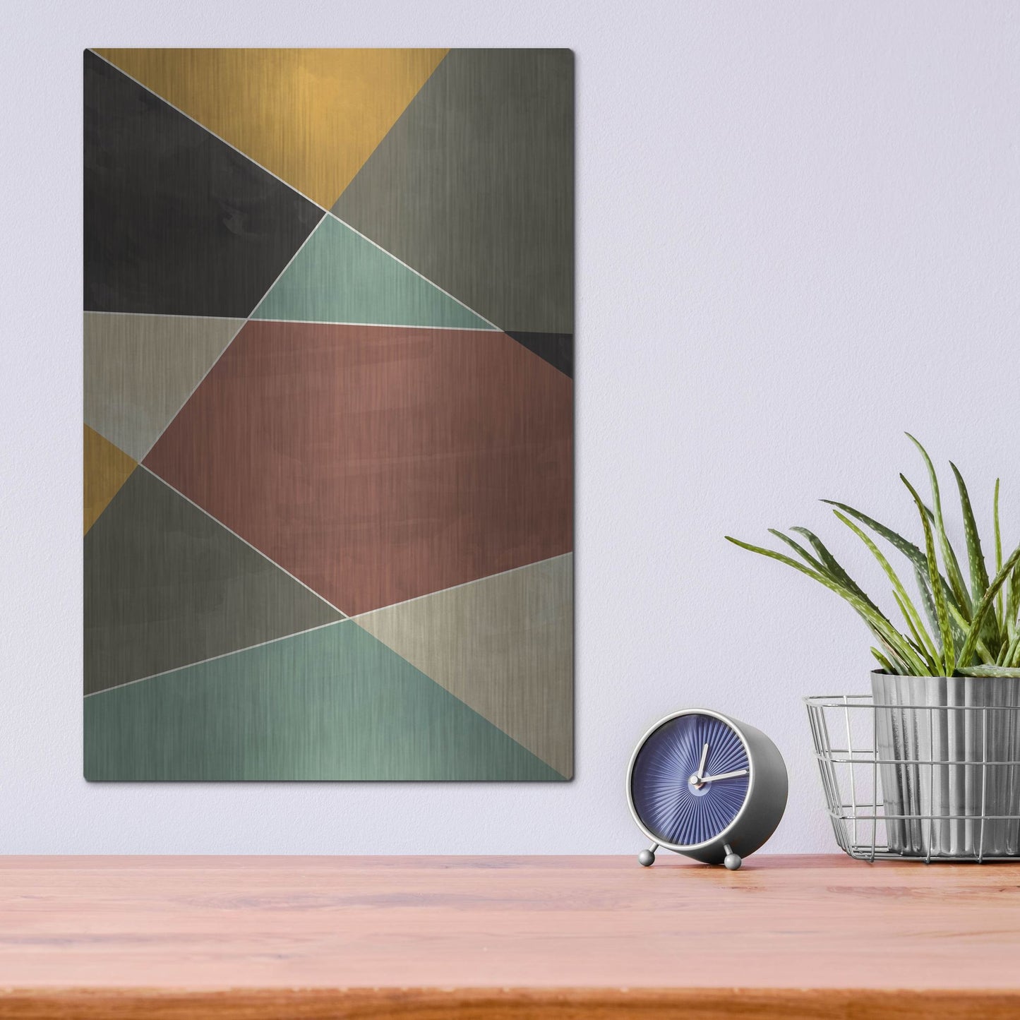 Luxe Metal Art 'Abstract Geometric 9' by Gary Williams, Metal Wall Art,12x16