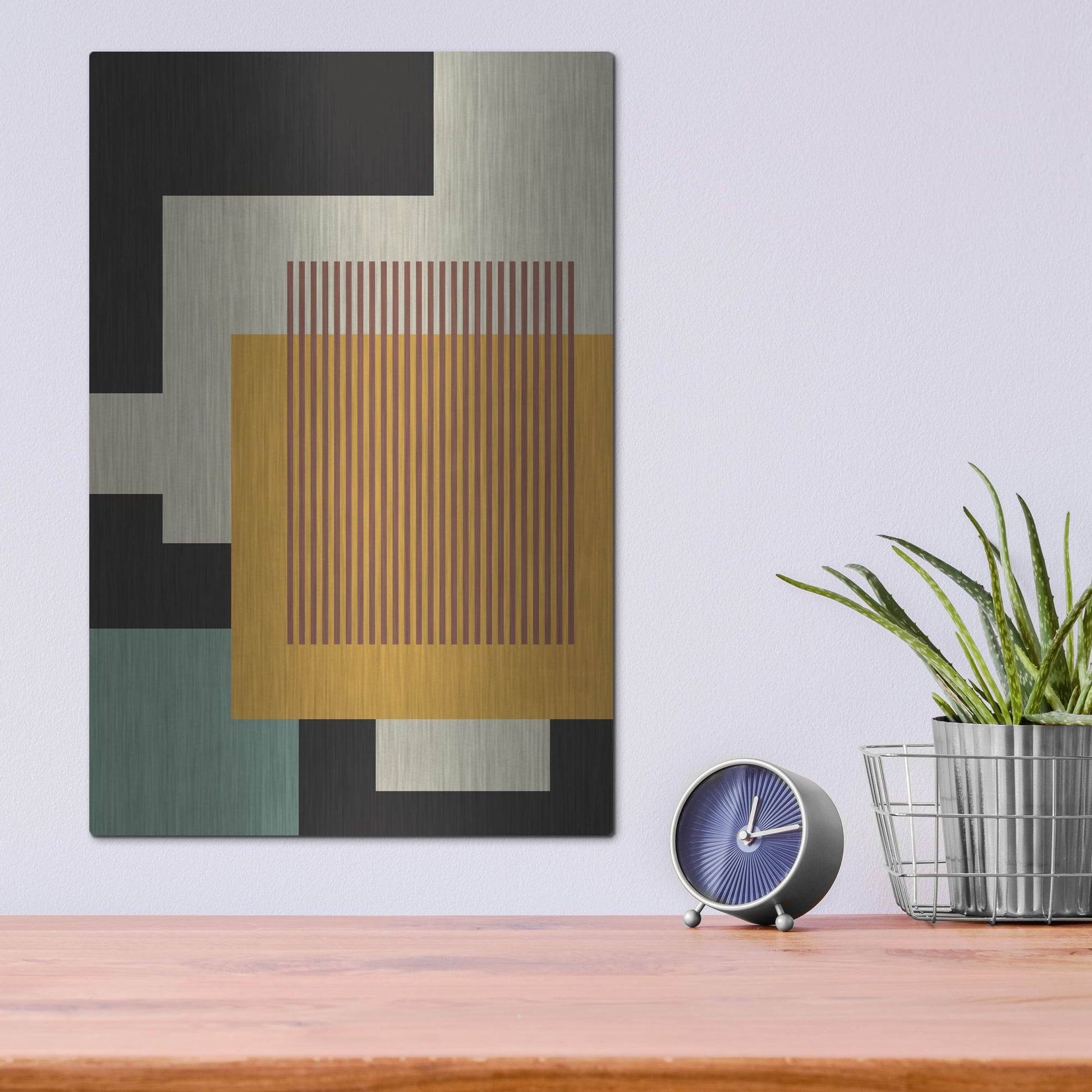 Luxe Metal Art 'Abstract Geometric 17' by Gary Williams, Metal Wall Art,12x16