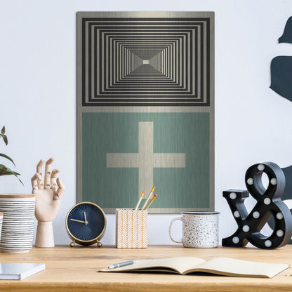 Luxe Metal Art 'Abstract Geometric 23' by Gary Williams, Metal Wall Art,12x16