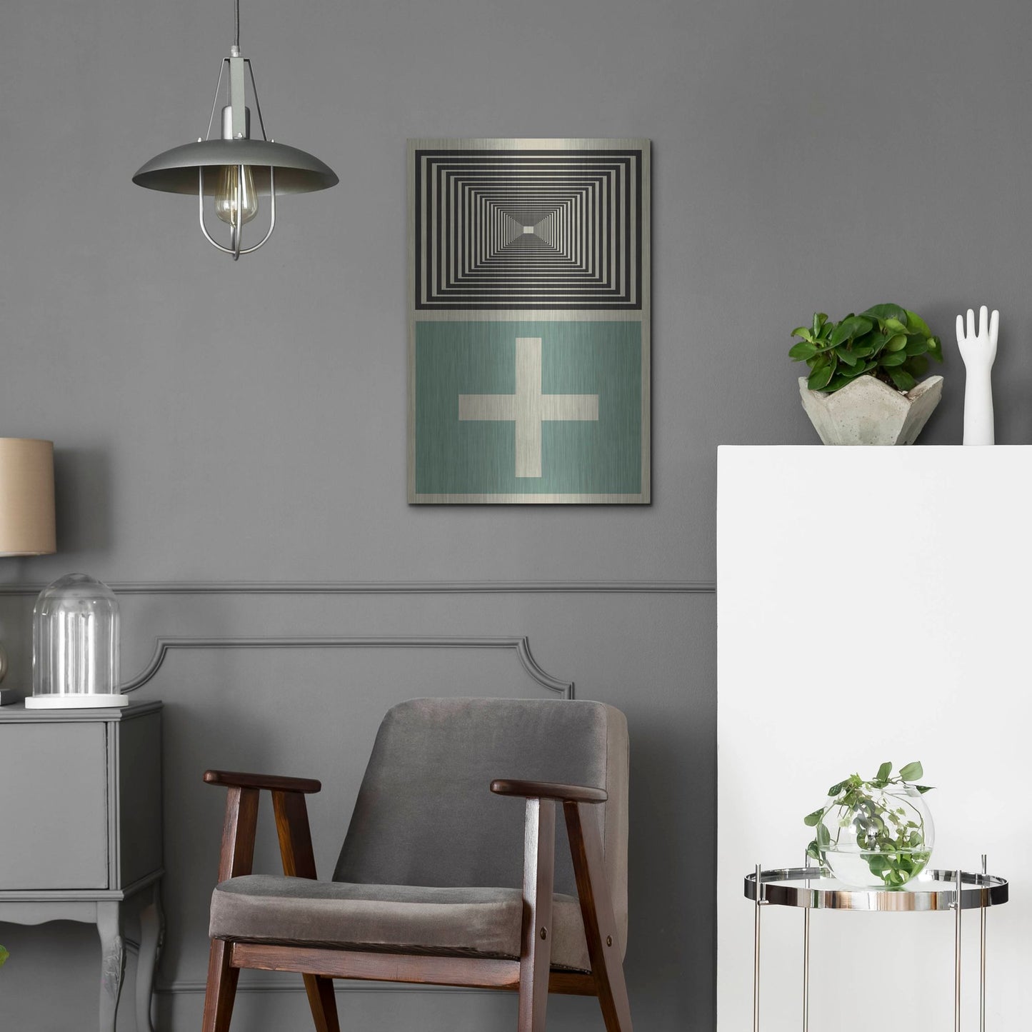 Luxe Metal Art 'Abstract Geometric 23' by Gary Williams, Metal Wall Art,16x24