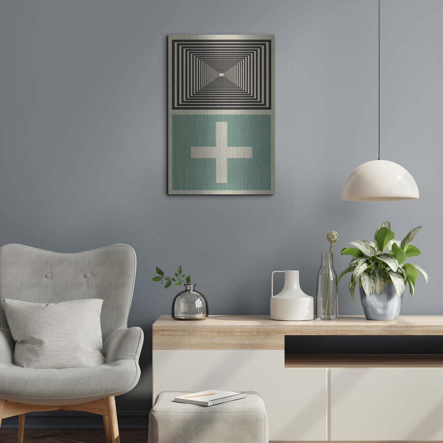 Luxe Metal Art 'Abstract Geometric 23' by Gary Williams, Metal Wall Art,16x24