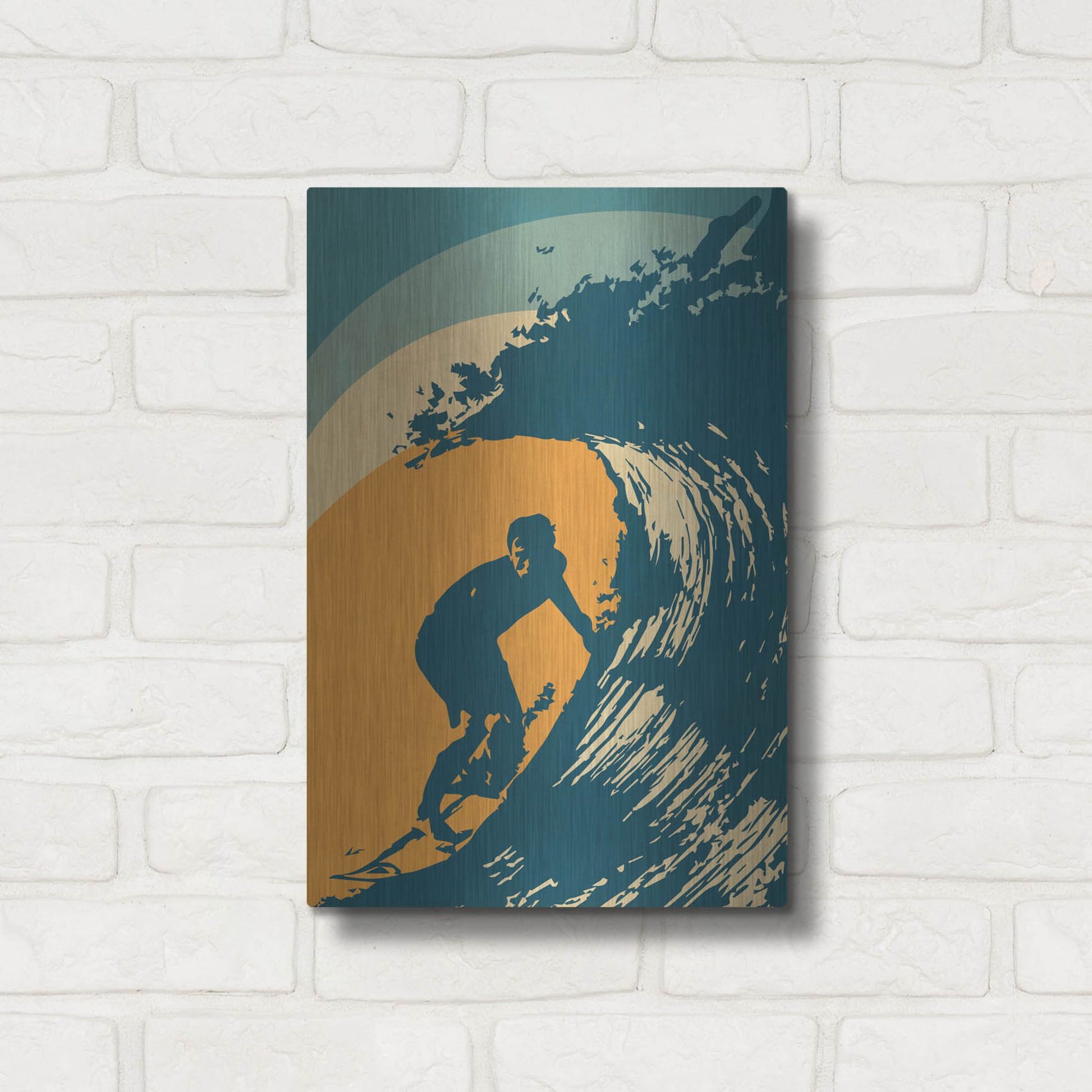 Luxe Metal Art 'Retro Surfer' by Gary Williams, Metal Wall Art,12x16