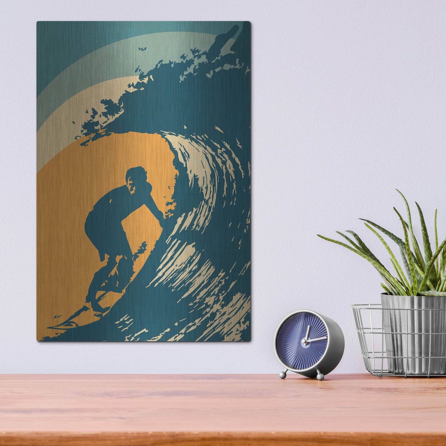 Luxe Metal Art 'Retro Surfer' by Gary Williams, Metal Wall Art,12x16