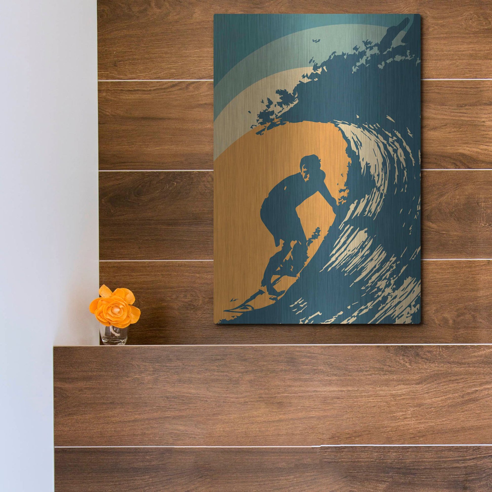 Luxe Metal Art 'Retro Surfer' by Gary Williams, Metal Wall Art,12x16