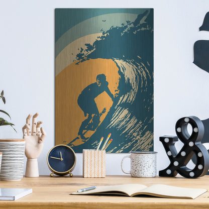 Luxe Metal Art 'Retro Surfer' by Gary Williams, Metal Wall Art,12x16