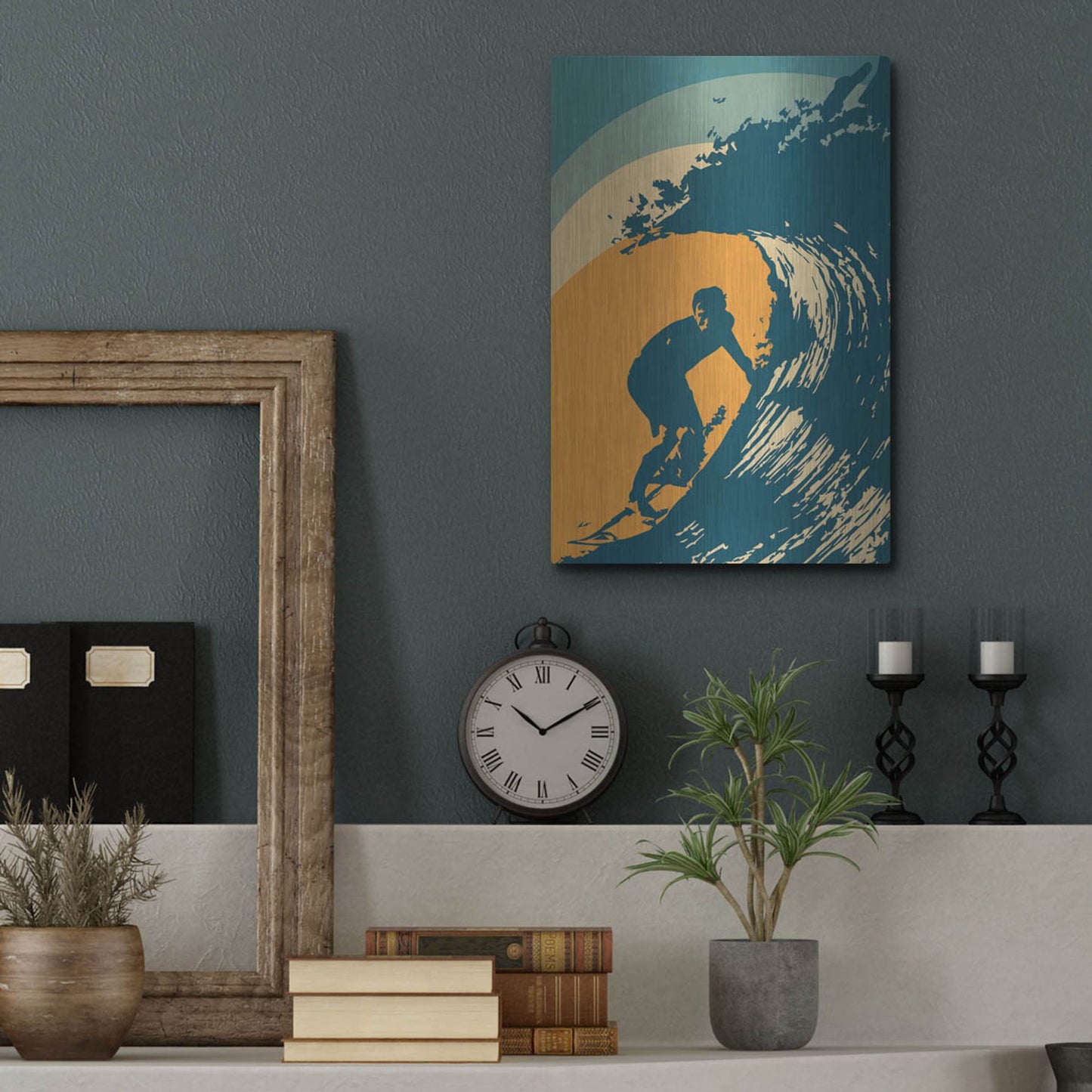 Luxe Metal Art 'Retro Surfer' by Gary Williams, Metal Wall Art,12x16