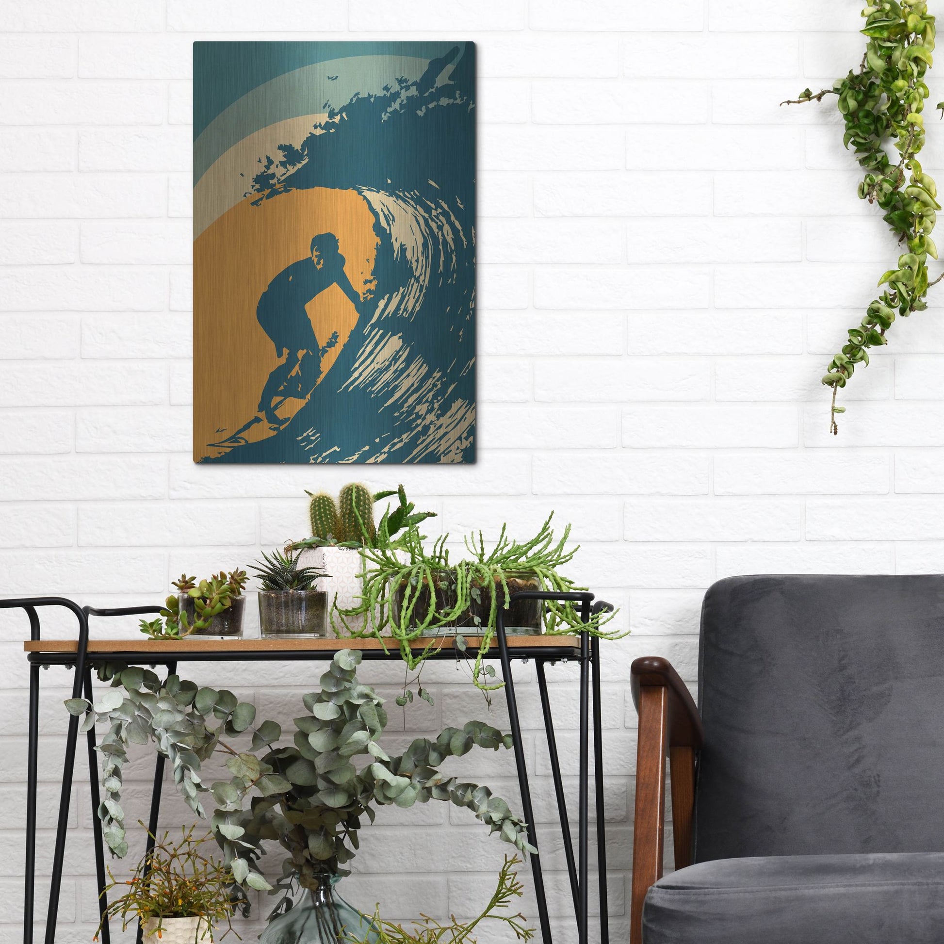 Luxe Metal Art 'Retro Surfer' by Gary Williams, Metal Wall Art,12x16