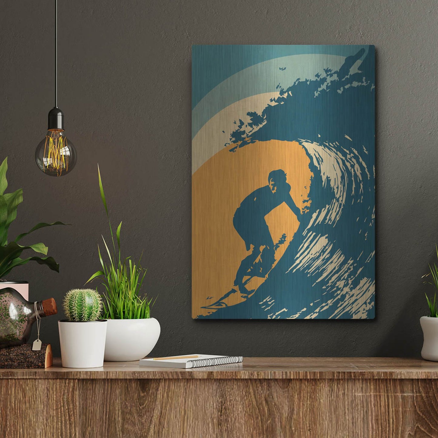 Luxe Metal Art 'Retro Surfer' by Gary Williams, Metal Wall Art,12x16