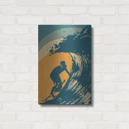 Luxe Metal Art 'Retro Surfer' by Gary Williams, Metal Wall Art,16x24