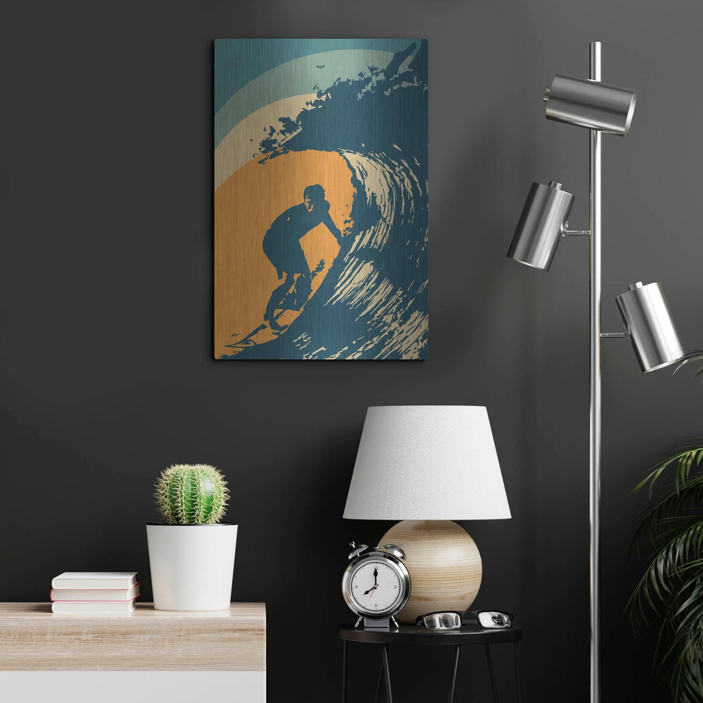 Luxe Metal Art 'Retro Surfer' by Gary Williams, Metal Wall Art,16x24