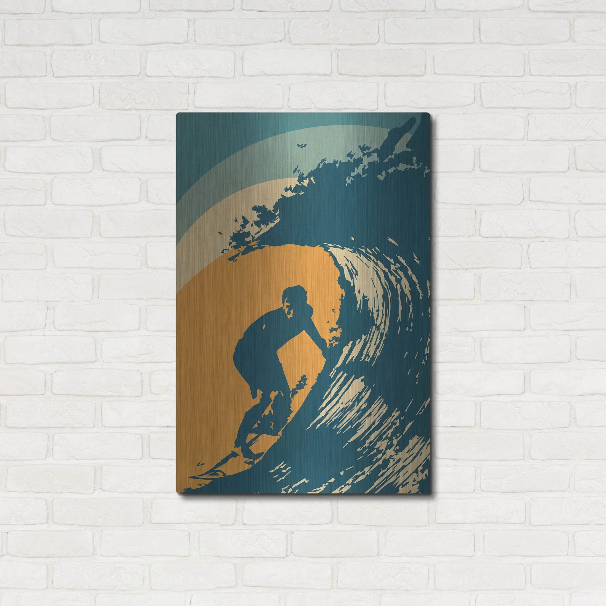 Luxe Metal Art 'Retro Surfer' by Gary Williams, Metal Wall Art,24x36