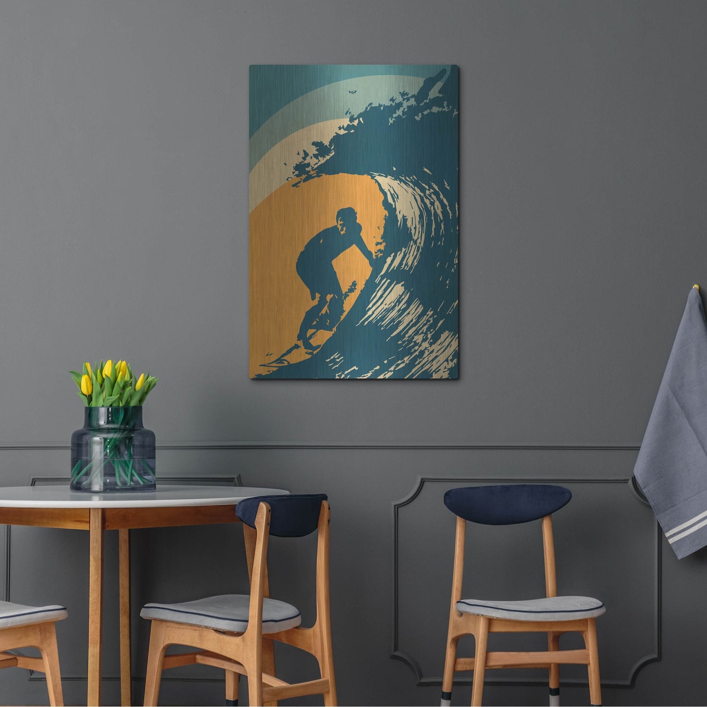 Luxe Metal Art 'Retro Surfer' by Gary Williams, Metal Wall Art,24x36