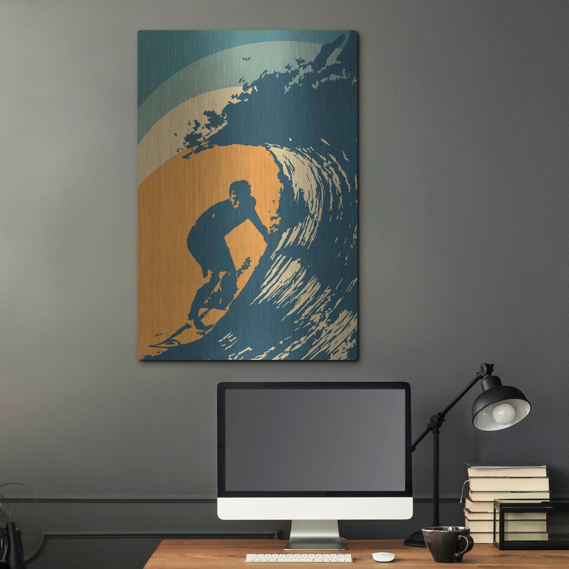 Luxe Metal Art 'Retro Surfer' by Gary Williams, Metal Wall Art,24x36