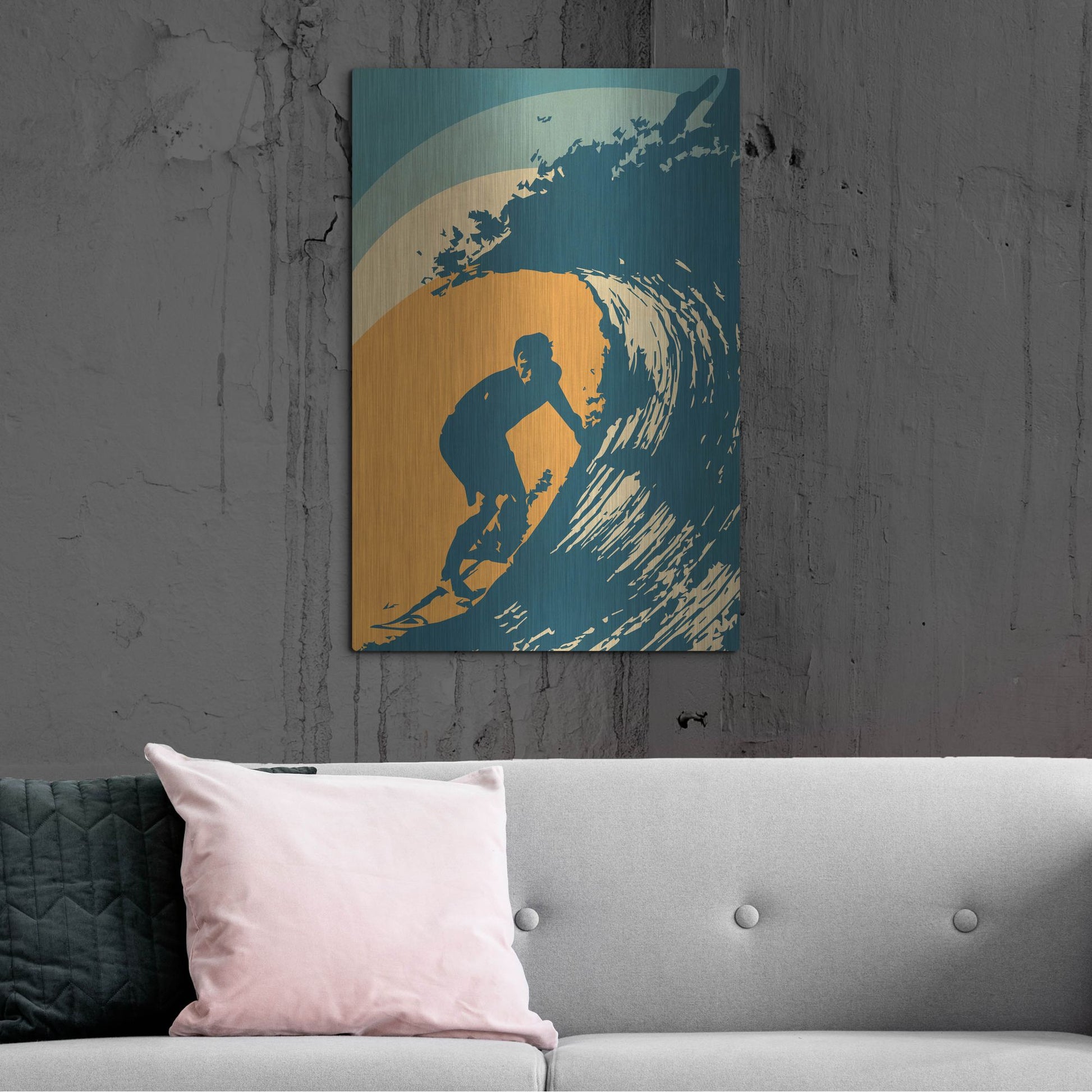 Luxe Metal Art 'Retro Surfer' by Gary Williams, Metal Wall Art,24x36