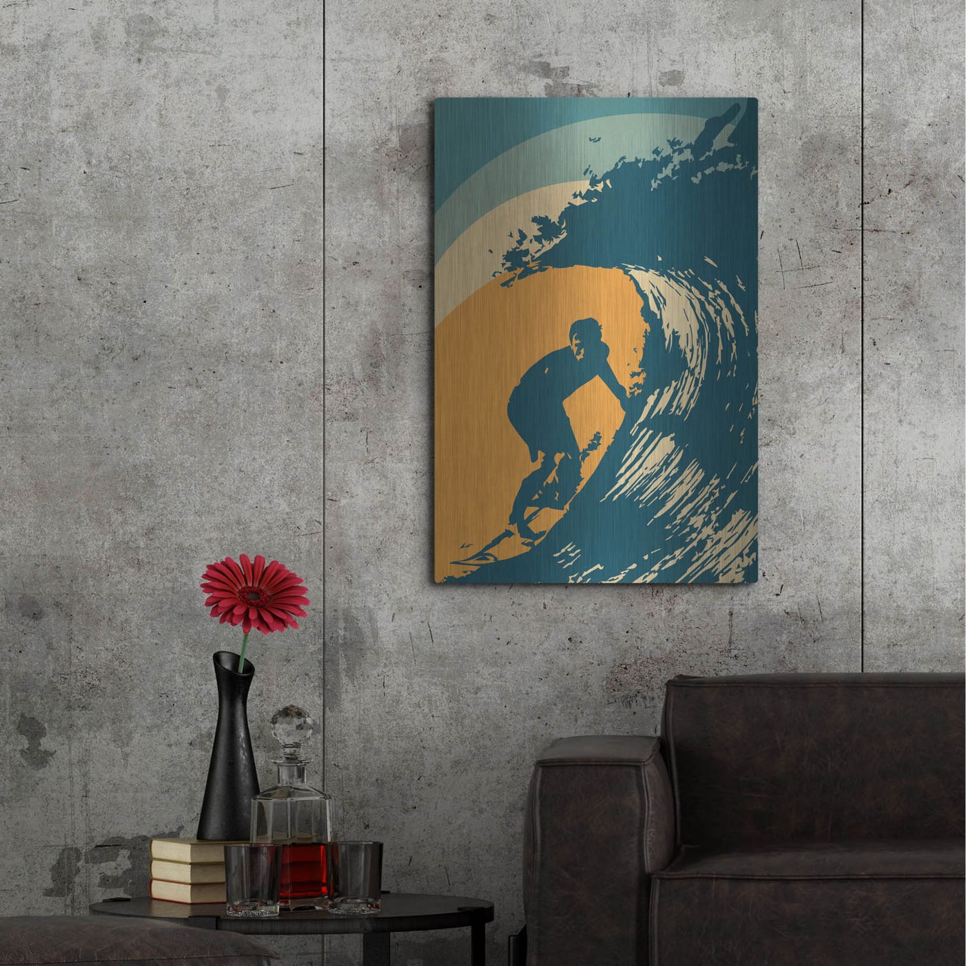 Luxe Metal Art 'Retro Surfer' by Gary Williams, Metal Wall Art,24x36