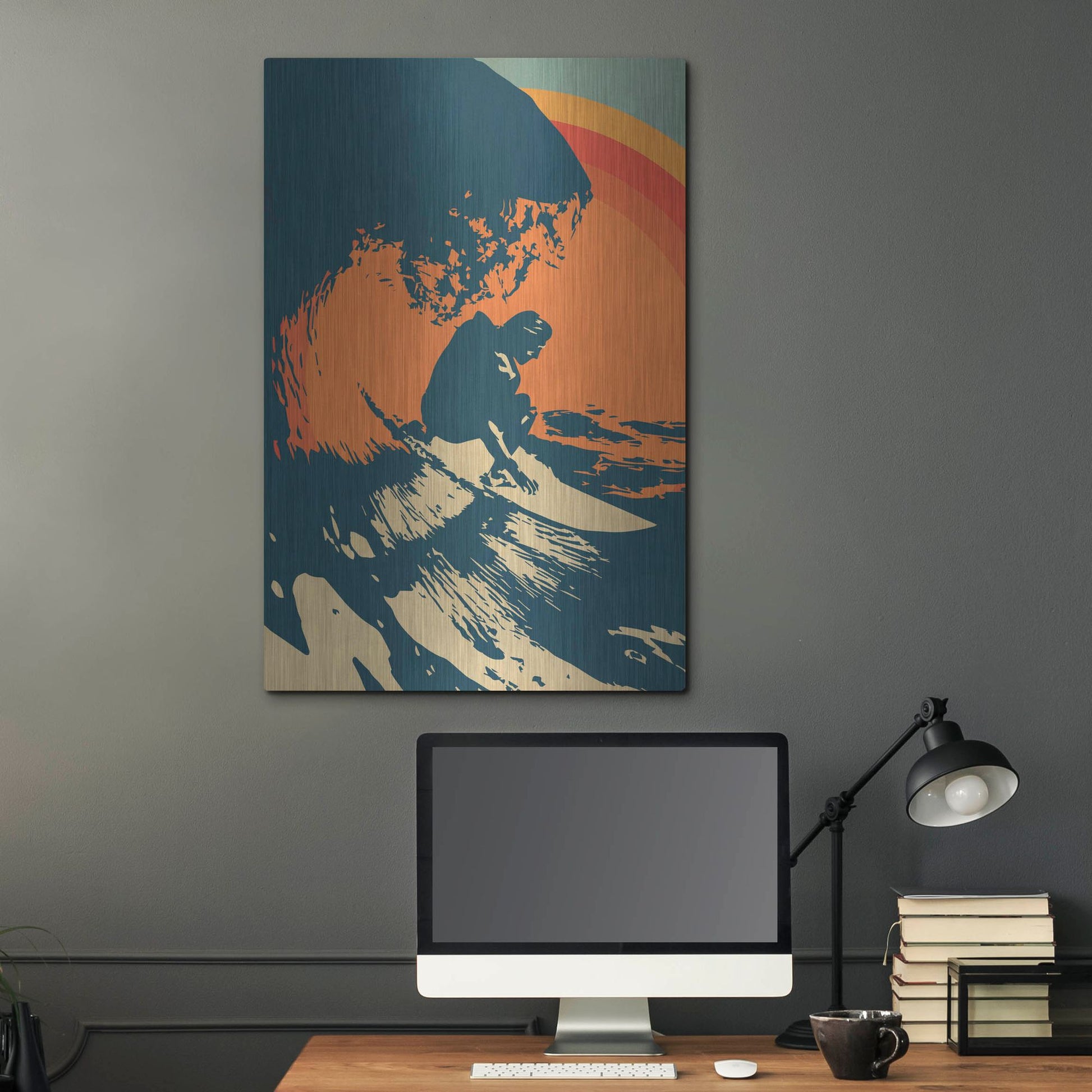 Luxe Metal Art 'Retro Surfer 2' by Gary Williams, Metal Wall Art,24x36