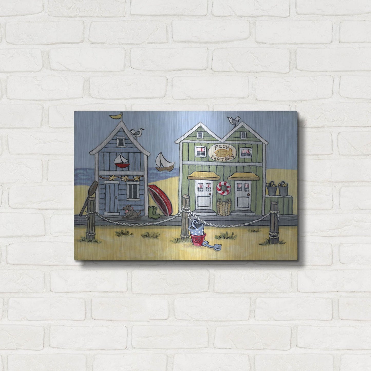 Luxe Metal Art 'Fish Factory' by Holly Wojhan, Metal Wall Art,24x16