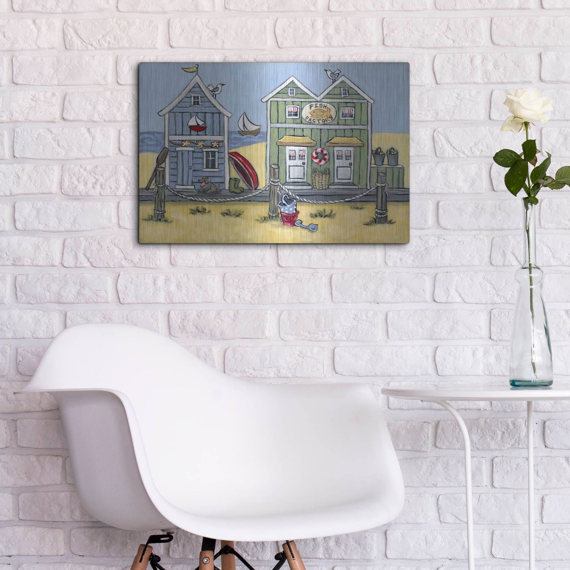 Luxe Metal Art 'Fish Factory' by Holly Wojhan, Metal Wall Art,24x16