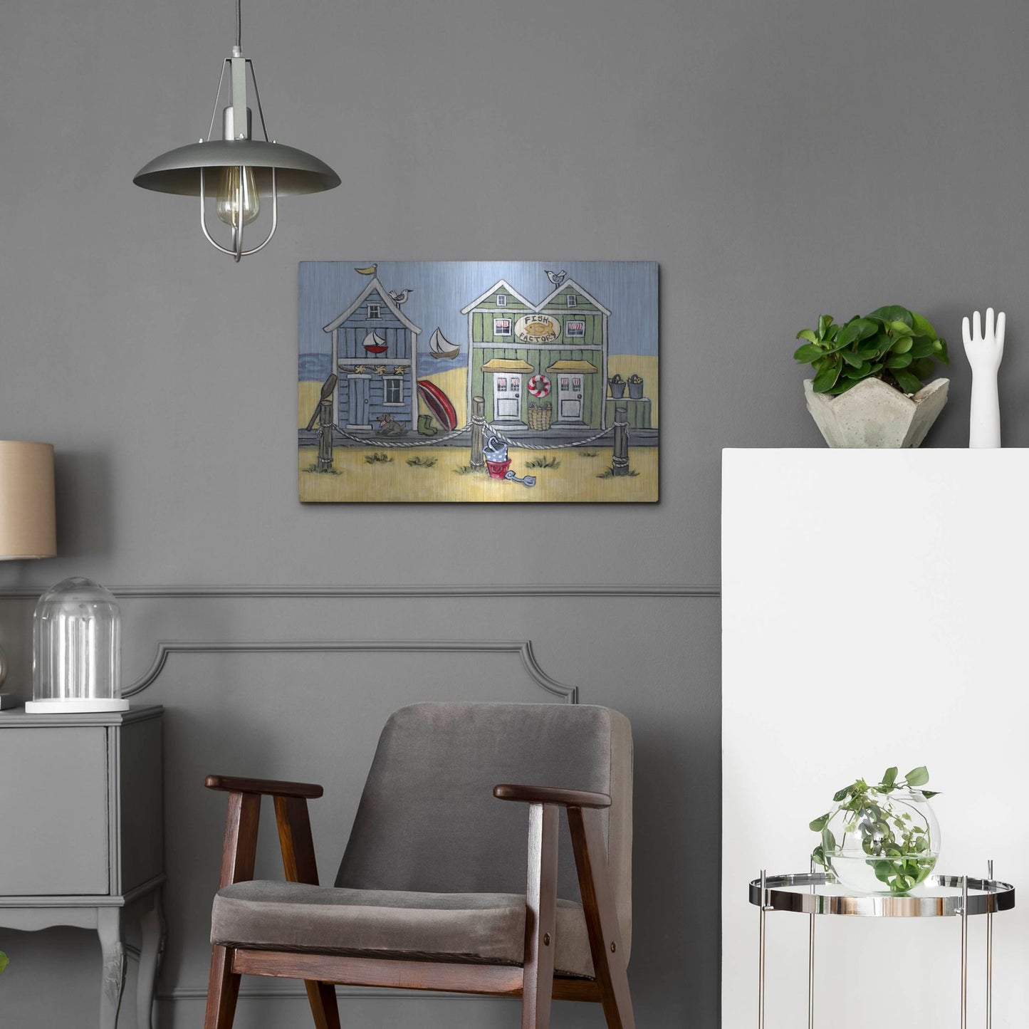 Luxe Metal Art 'Fish Factory' by Holly Wojhan, Metal Wall Art,24x16