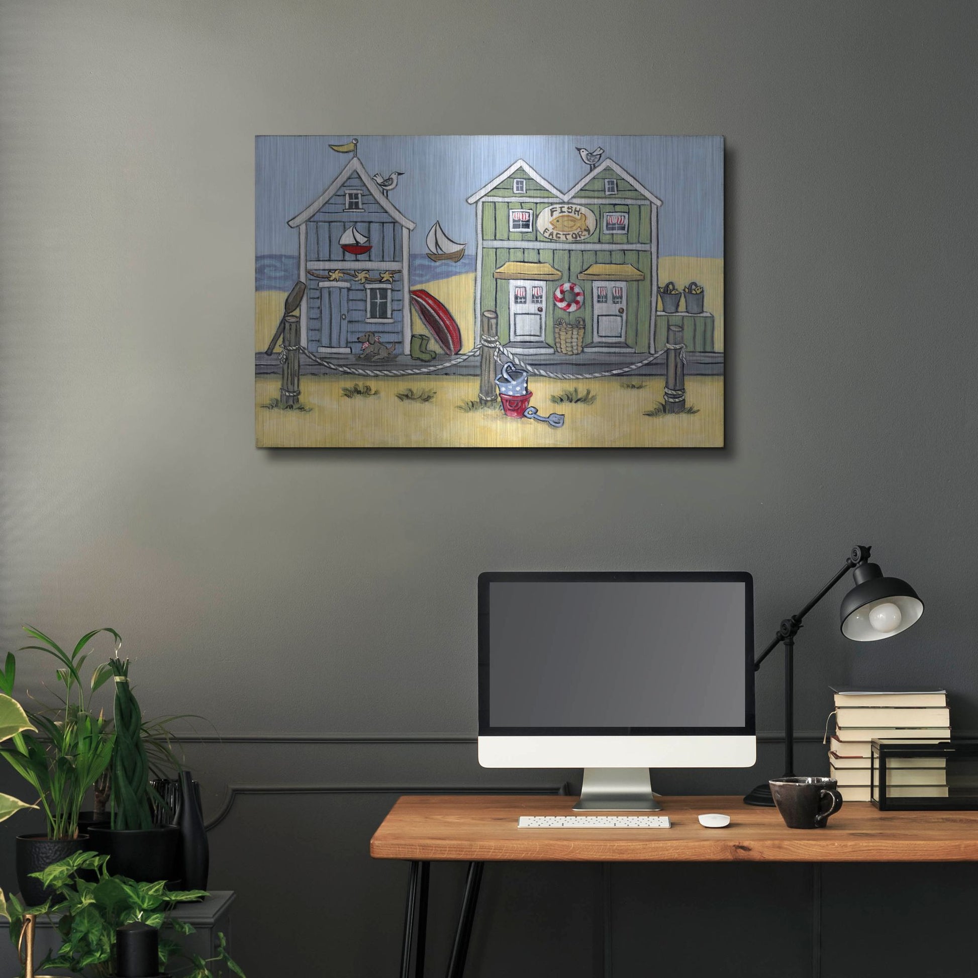 Luxe Metal Art 'Fish Factory' by Holly Wojhan, Metal Wall Art,36x24