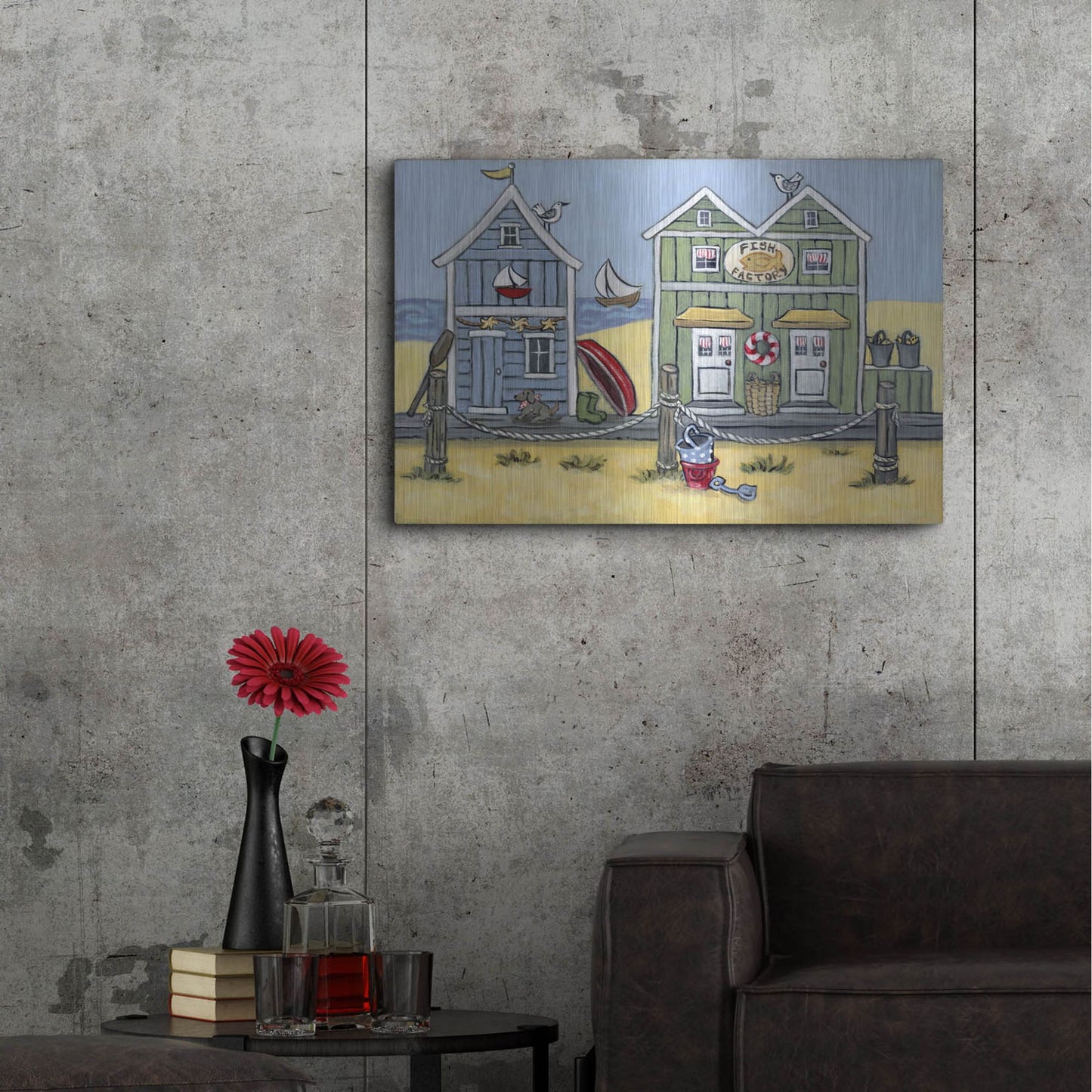 Luxe Metal Art 'Fish Factory' by Holly Wojhan, Metal Wall Art,36x24