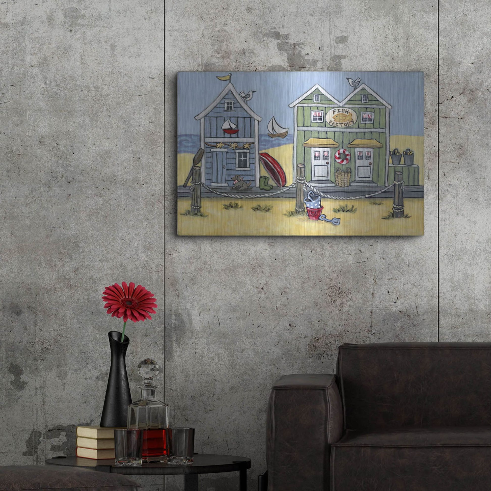 Luxe Metal Art 'Fish Factory' by Holly Wojhan, Metal Wall Art,36x24