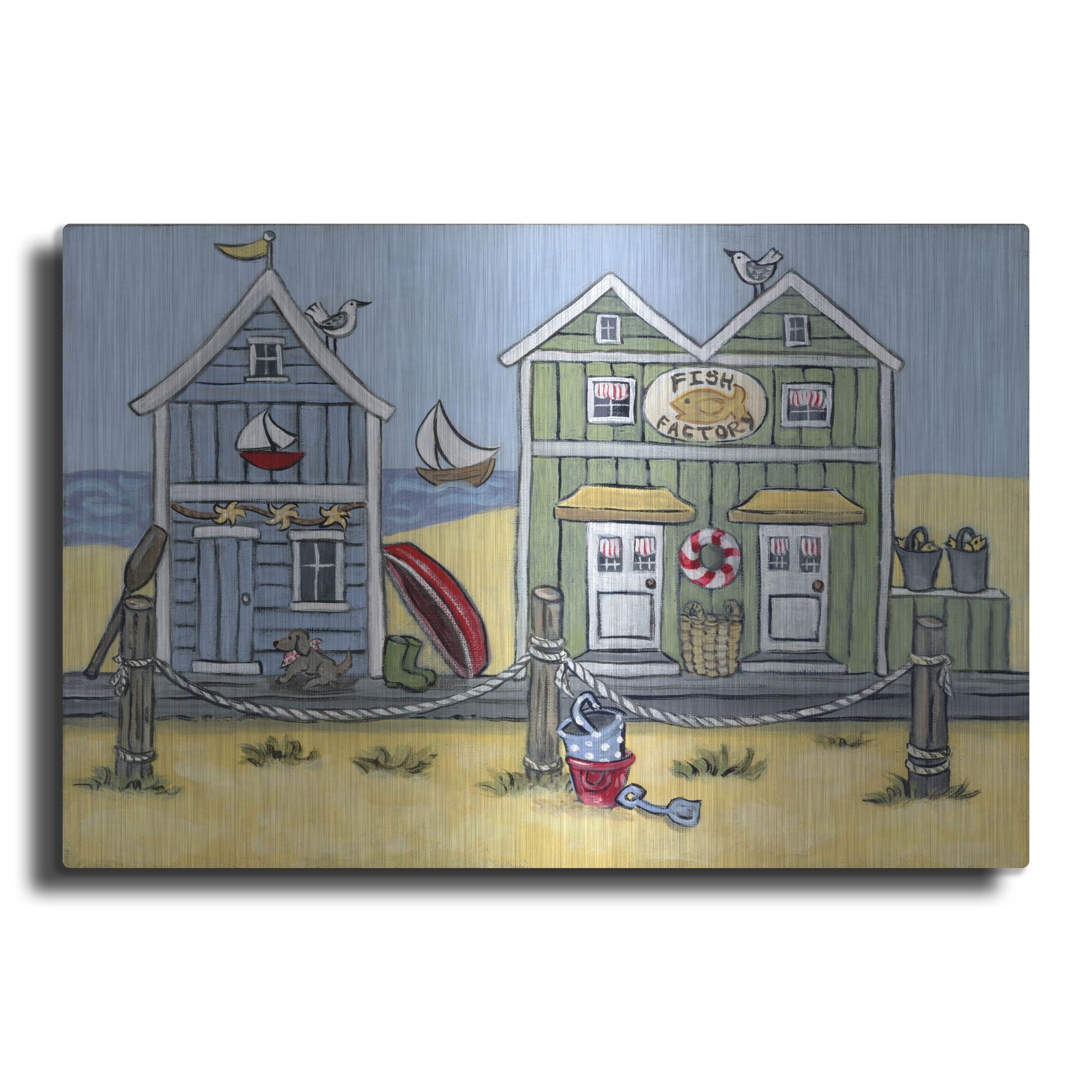 Luxe Metal Art 'Fish Factory' by Holly Wojhan, Metal Wall Art