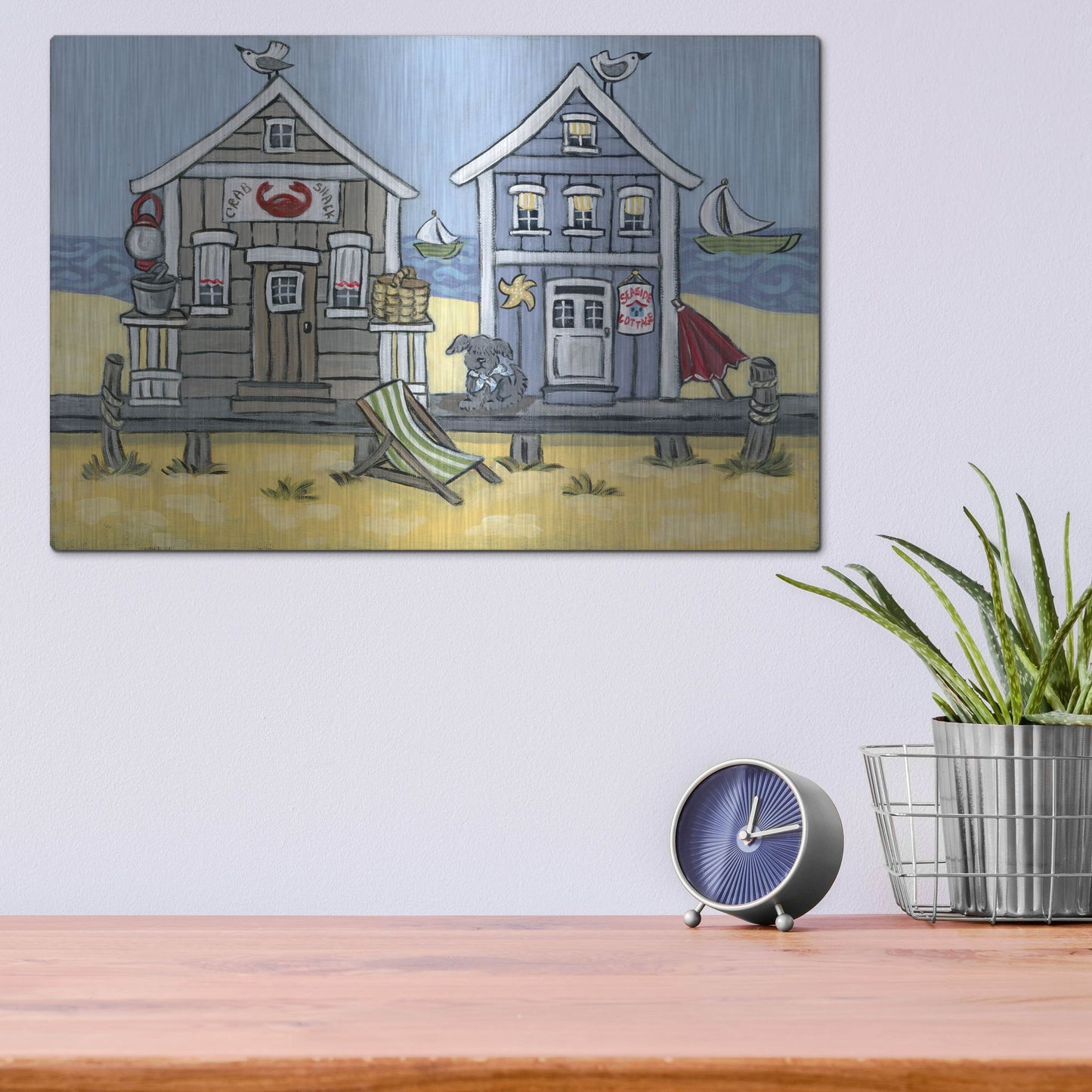 Luxe Metal Art 'Crab Shack' by Holly Wojhan, Metal Wall Art,16x12