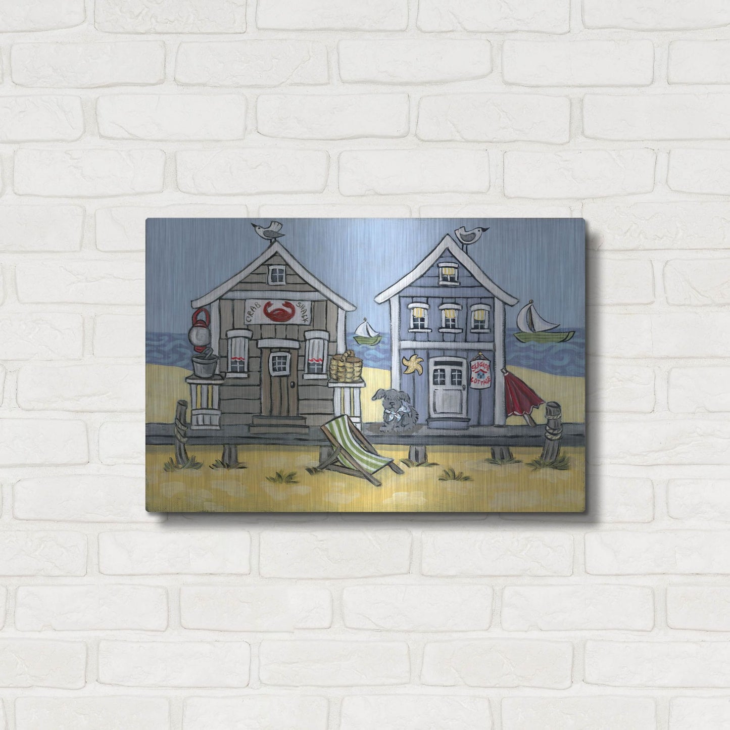 Luxe Metal Art 'Crab Shack' by Holly Wojhan, Metal Wall Art,24x16