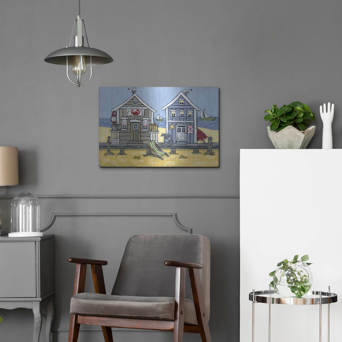 Luxe Metal Art 'Crab Shack' by Holly Wojhan, Metal Wall Art,24x16