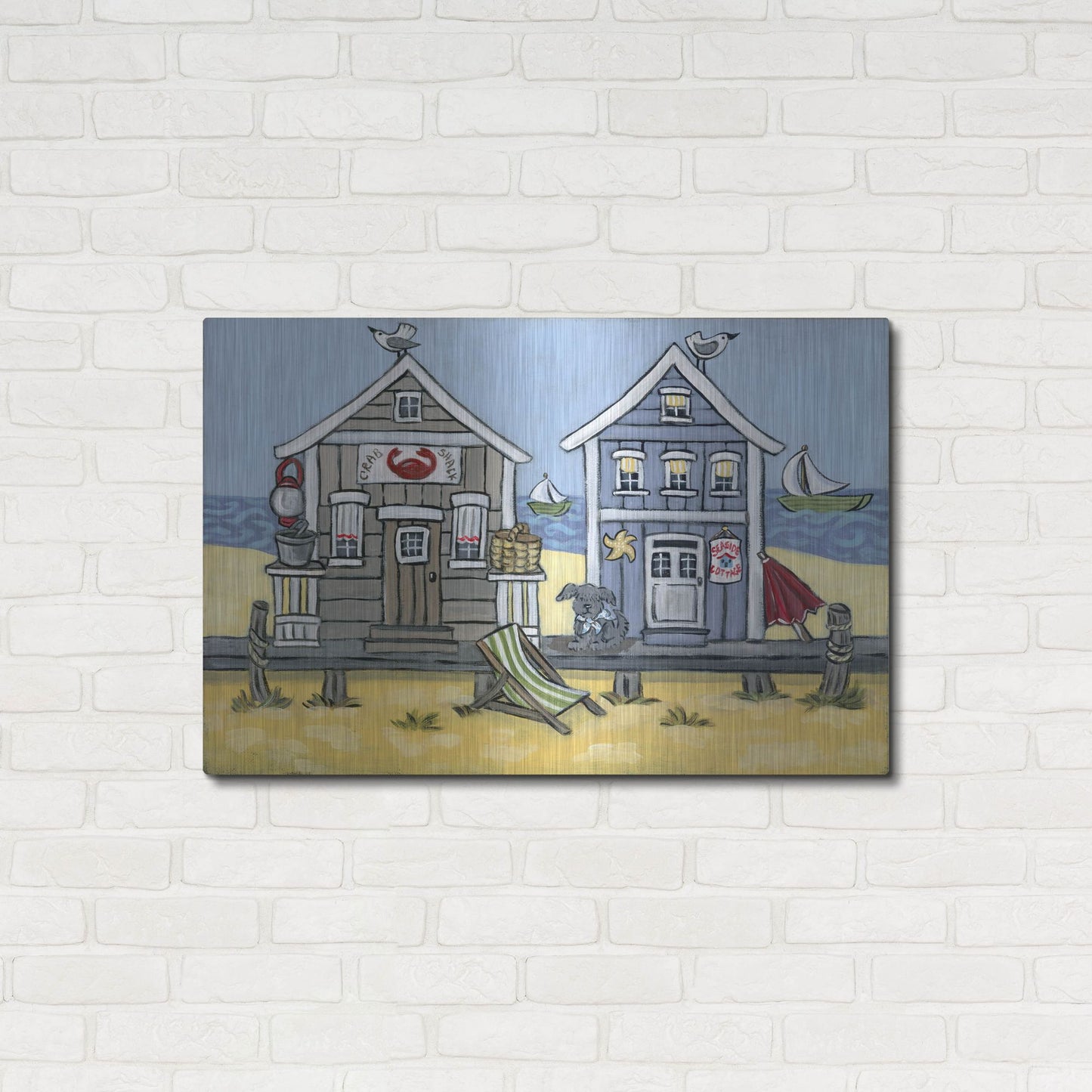 Luxe Metal Art 'Crab Shack' by Holly Wojhan, Metal Wall Art,36x24