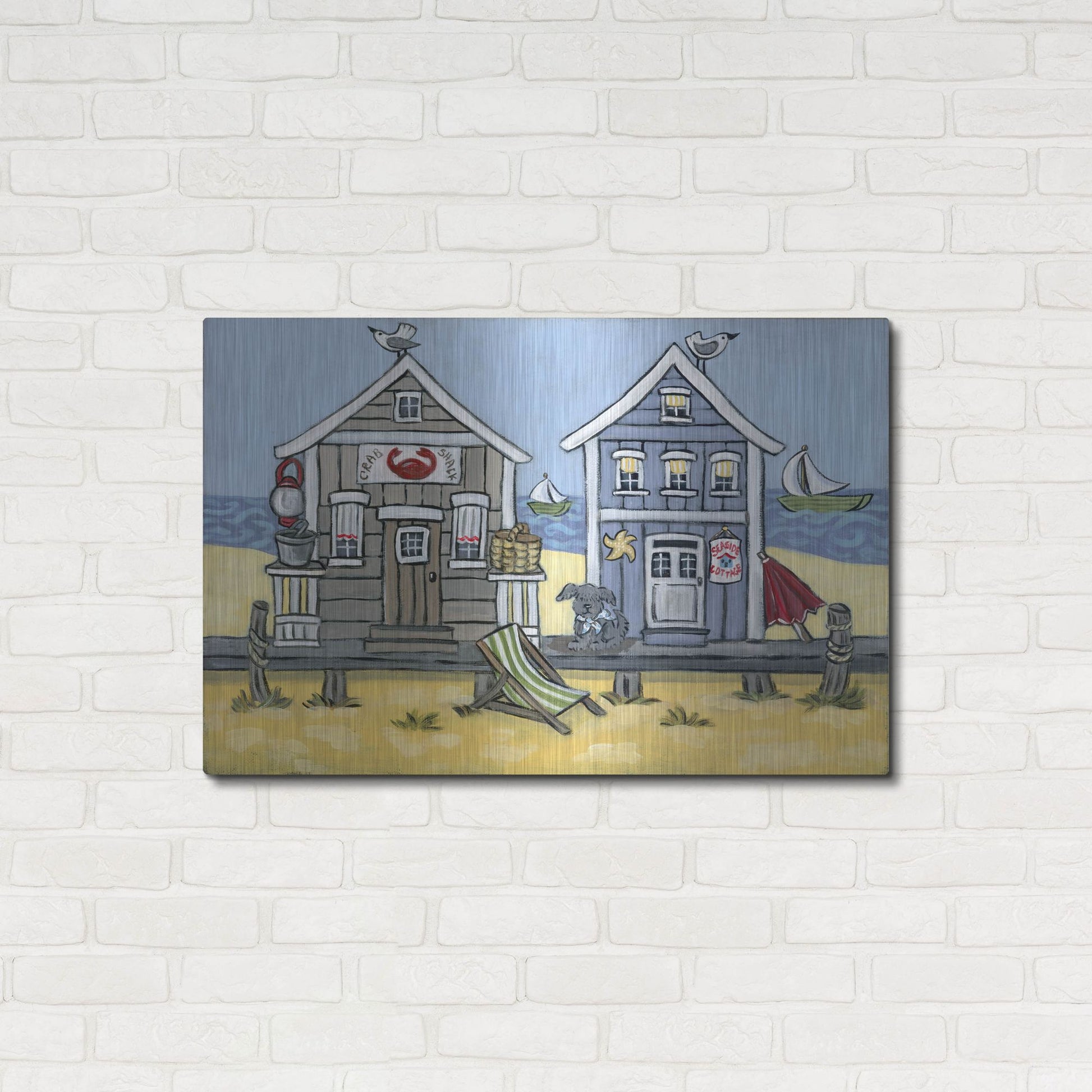 Luxe Metal Art 'Crab Shack' by Holly Wojhan, Metal Wall Art,36x24
