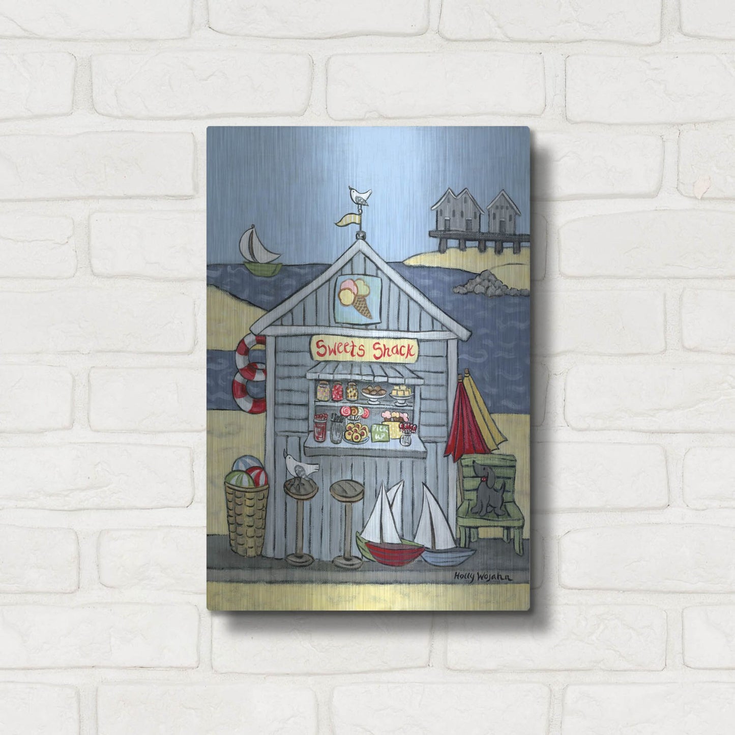 Luxe Metal Art 'Sweets Shack' by Holly Wojhan, Metal Wall Art,12x16