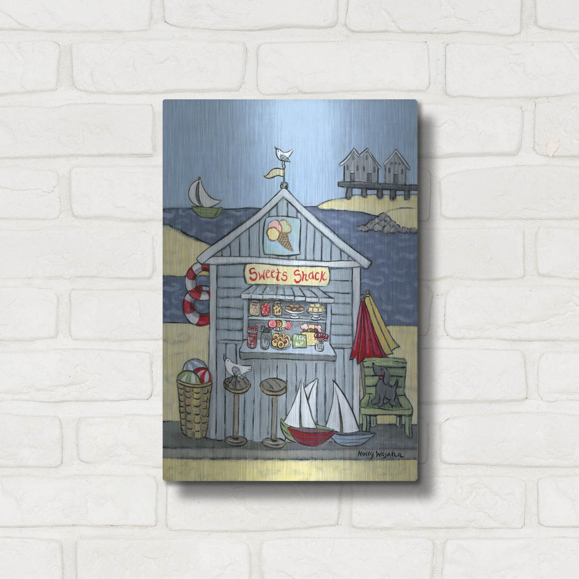 Luxe Metal Art 'Sweets Shack' by Holly Wojhan, Metal Wall Art,12x16