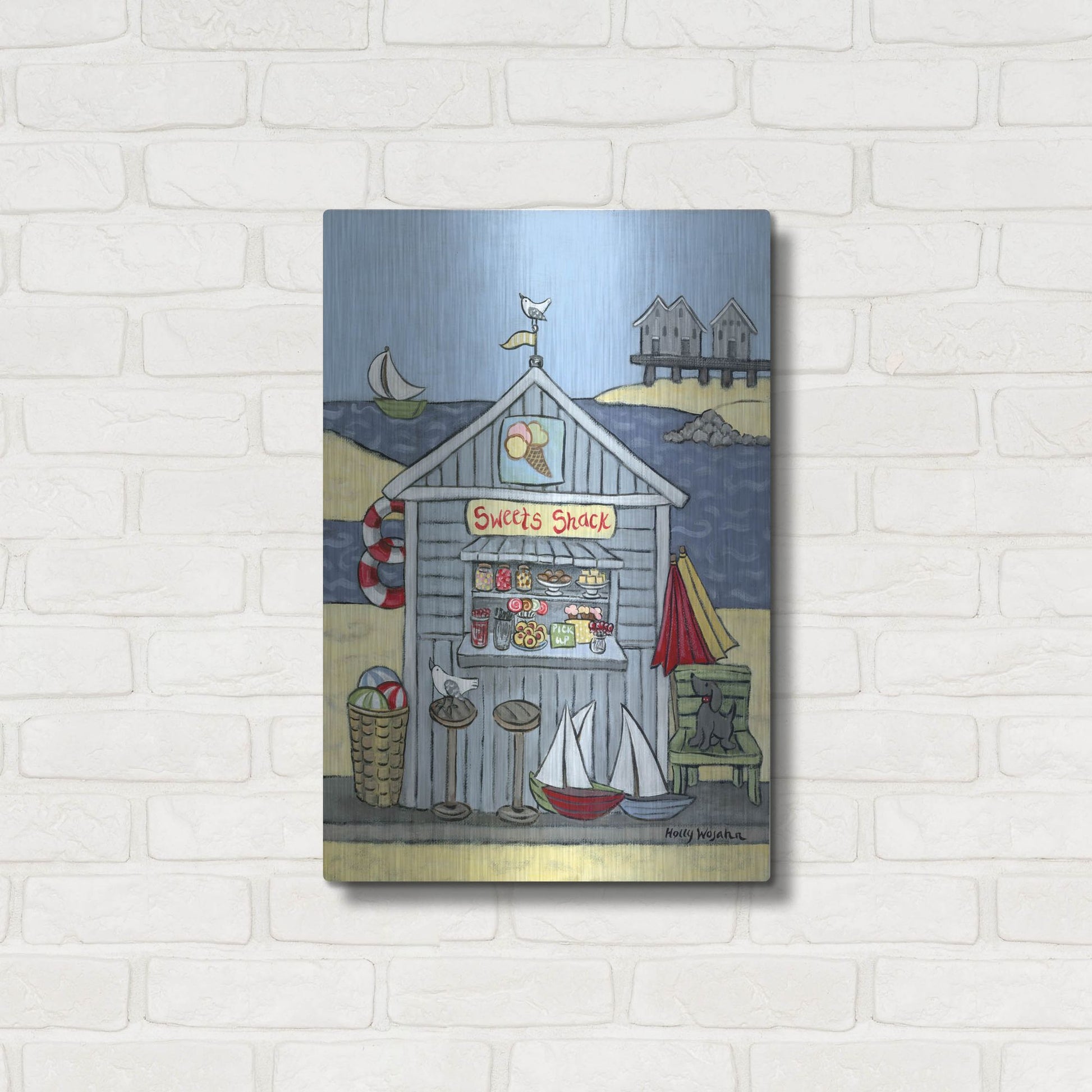 Luxe Metal Art 'Sweets Shack' by Holly Wojhan, Metal Wall Art,16x24