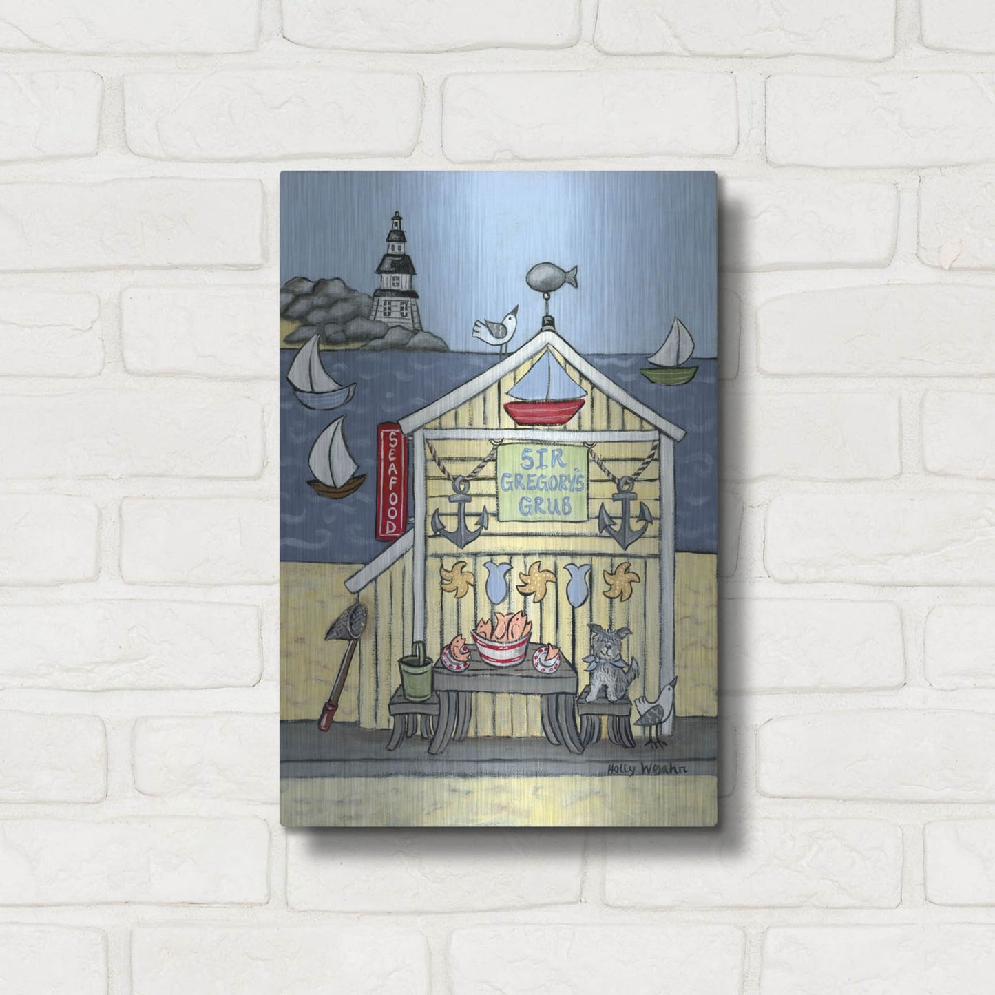 Luxe Metal Art 'Sir Gregorys Grub' by Holly Wojhan, Metal Wall Art,12x16