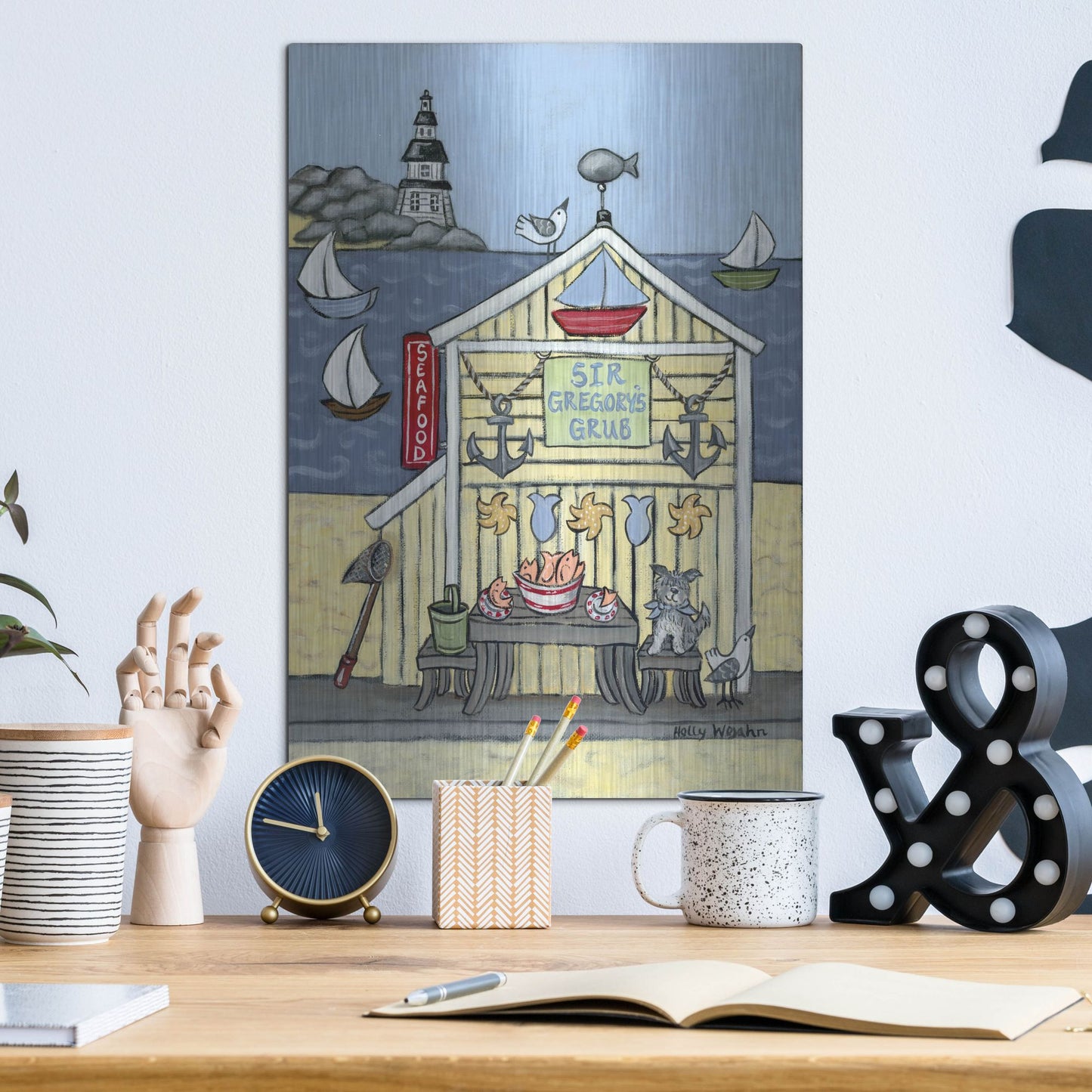 Luxe Metal Art 'Sir Gregorys Grub' by Holly Wojhan, Metal Wall Art,12x16