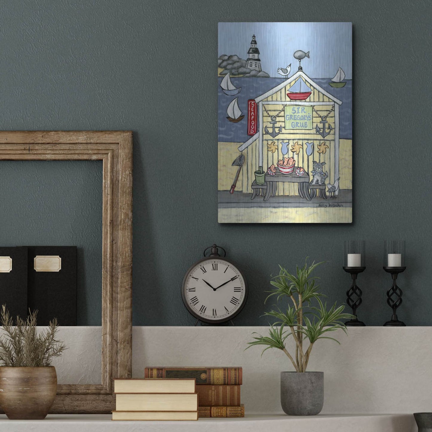 Luxe Metal Art 'Sir Gregorys Grub' by Holly Wojhan, Metal Wall Art,12x16