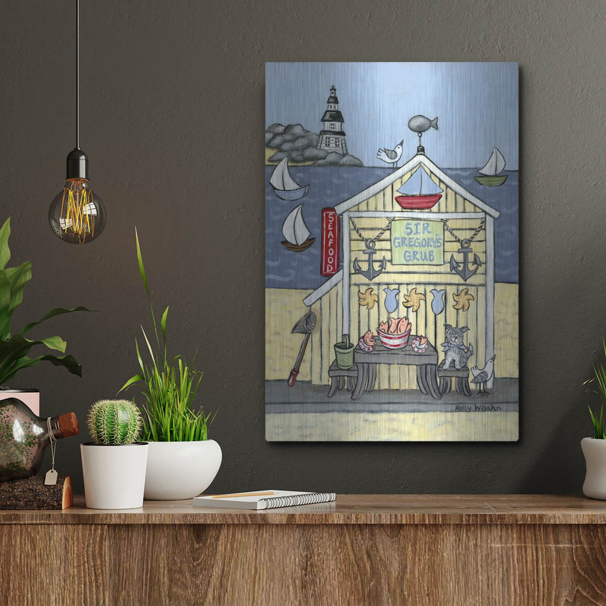 Luxe Metal Art 'Sir Gregorys Grub' by Holly Wojhan, Metal Wall Art,12x16