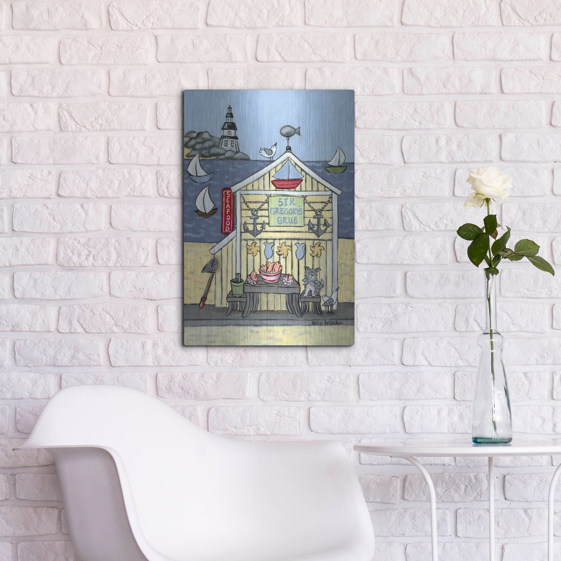 Luxe Metal Art 'Sir Gregorys Grub' by Holly Wojhan, Metal Wall Art,16x24